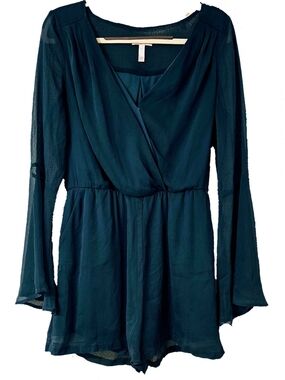 5/$50 Leith Teal Long-Sleeve Surplice Romper